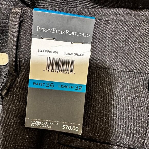 Perry Ellis Portfolio Mens Size 36 x 32 Neo-Luxe Black No-Iron Dress Pant‎ NWT - Picture 5 of 7
